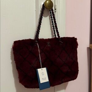 Chanel Matelasse Burgundy Fur Shoulder Bag
